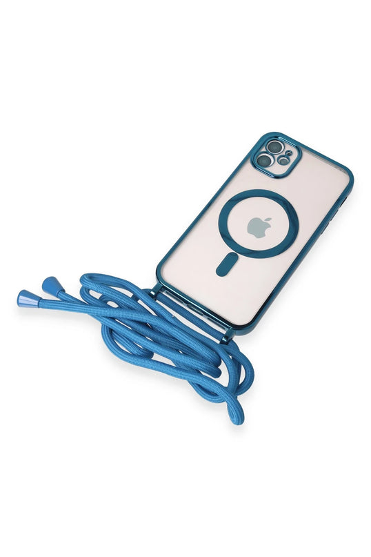 iPhone 11 Divo Lazer Askılı Magsafe Kapak Kılıf - Sierra Blue 6