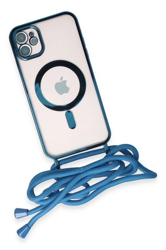 iPhone 11 Divo Lazer Askılı Magsafe Kapak Kılıf - Sierra Blue 4