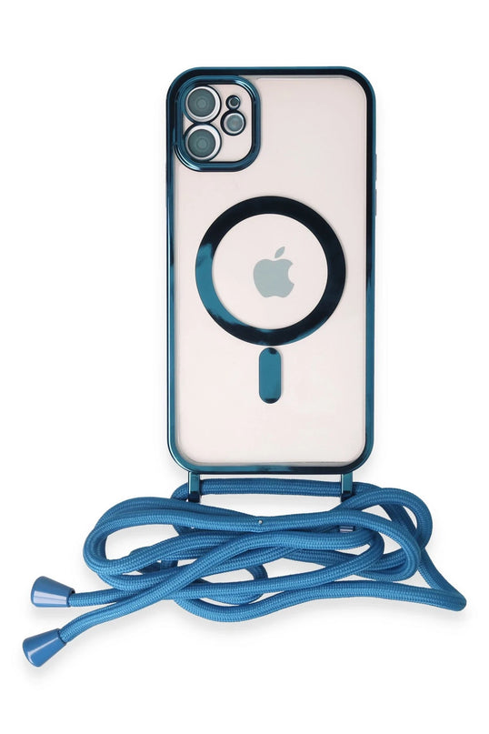 iPhone 11 Divo Lazer Askılı Magsafe Kapak Kılıf - Sierra Blue
