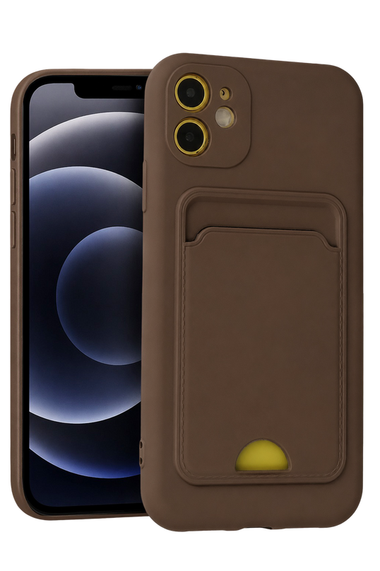 iPhone 11 Kelvin Kartvizitli Silikon Kılıf - Kahverengi