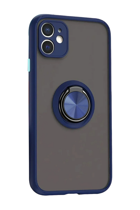 iPhone 11 Montreal Yüzüklü Silikon Kapak Kılıf - Lacivert 2
