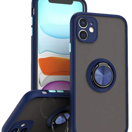 iPhone 11 Montreal Yüzüklü Silikon Kapak Kılıf - Lacivert