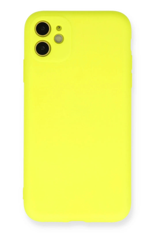 iPhone 11 Nano içi Kadife Silikon Kılıf - Sarı