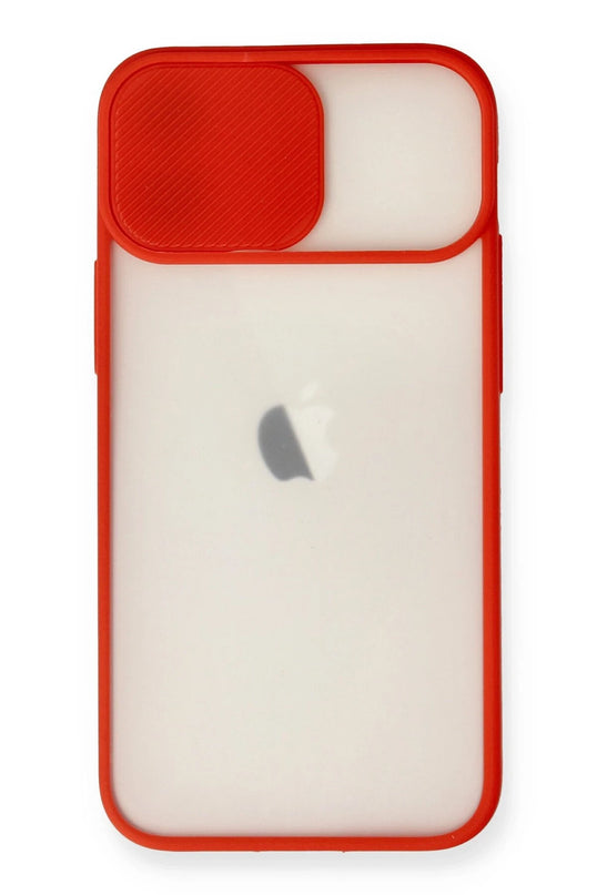 iPhone 11 Palm Buzlu Kamera Sürgülü Silikon Kılıf - Kırmızı 2