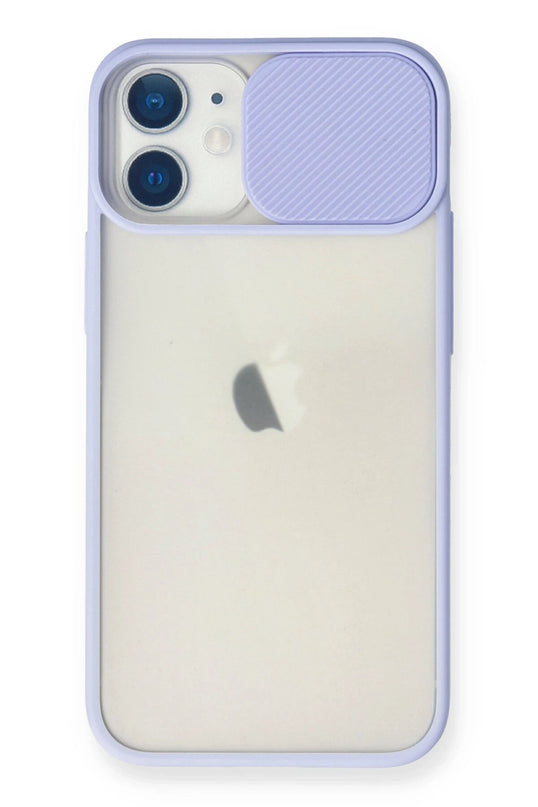 iPhone 11 Palm Buzlu Kamera Sürgülü Silikon Kılıf - Lila