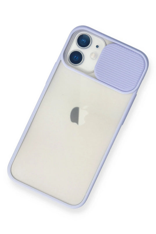 iPhone 11 Palm Buzlu Kamera Sürgülü Silikon Kılıf - Lila 3