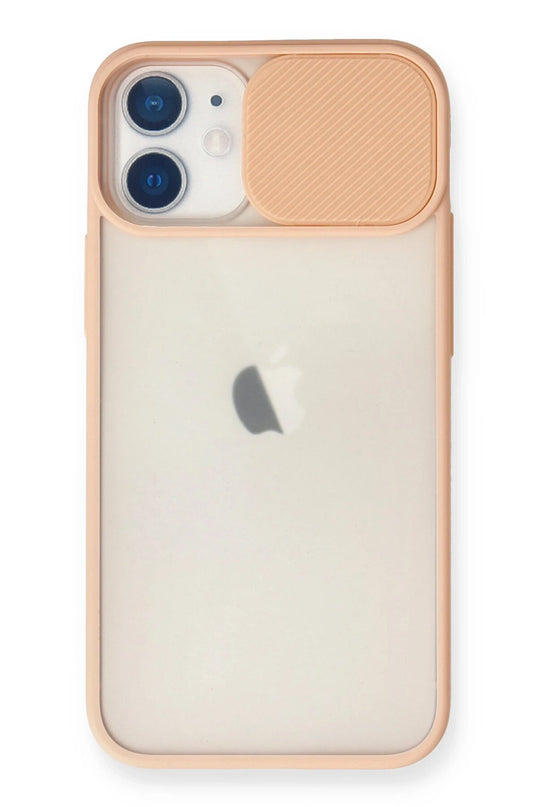 iPhone 11 Palm Buzlu Kamera Sürgülü Silikon Kılıf - Pembe