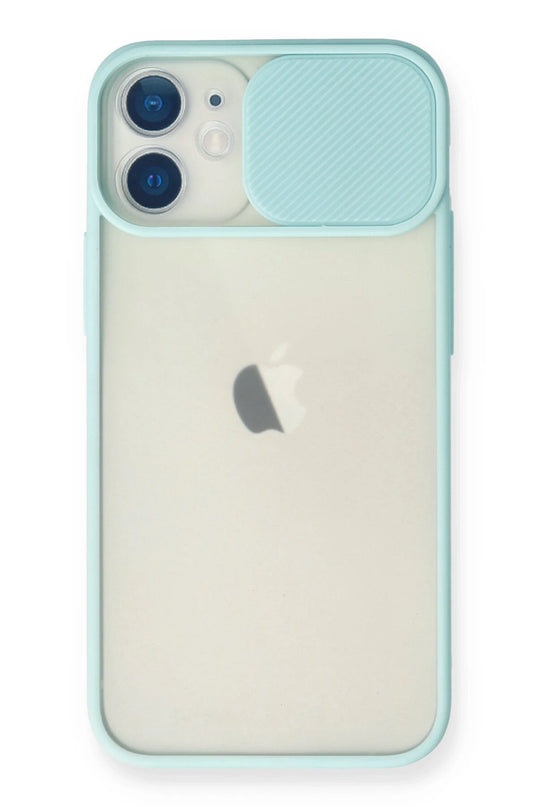 iPhone 11 Palm Buzlu Kamera Sürgülü Silikon Kılıf - Turkuaz