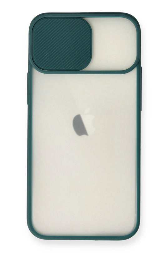 iPhone 11 Palm Buzlu Kamera Sürgülü Silikon Kılıf - Yeşil 2