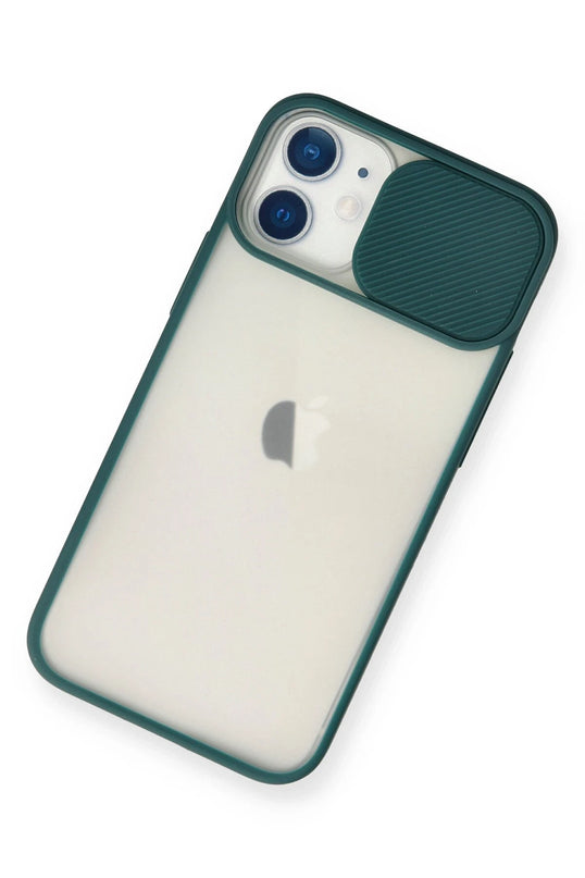 iPhone 11 Palm Buzlu Kamera Sürgülü Silikon Kılıf - Yeşil 3