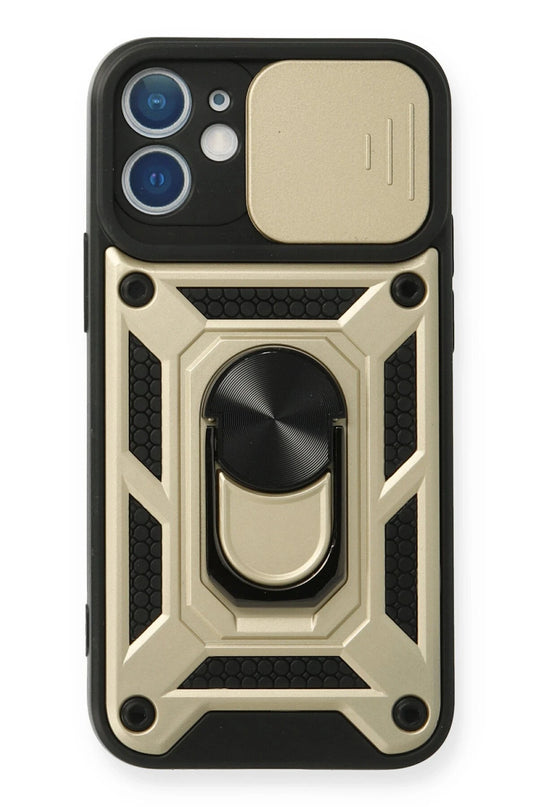 iPhone 11 Pars Lens Yüzüklü Silikon Kılıf - Gold