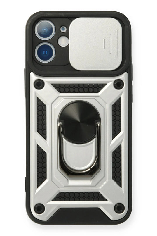 iPhone 11 Pars Lens Yüzüklü Silikon Kılıf - Gümüş