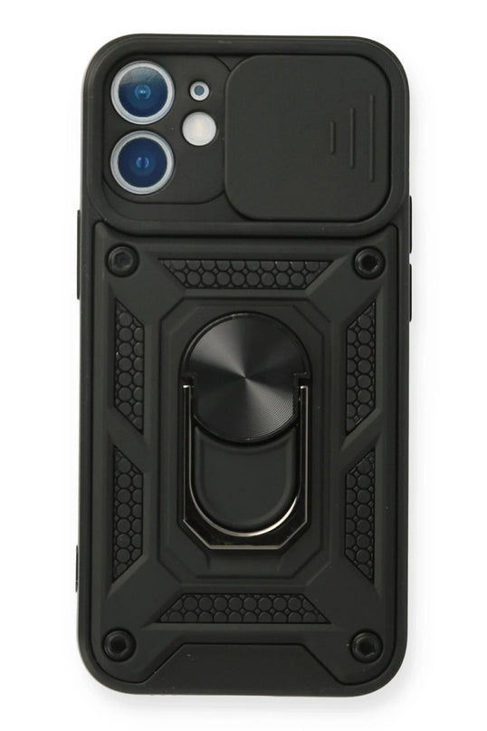 iPhone 11 Pars Lens Yüzüklü Silikon Kılıf - Siyah