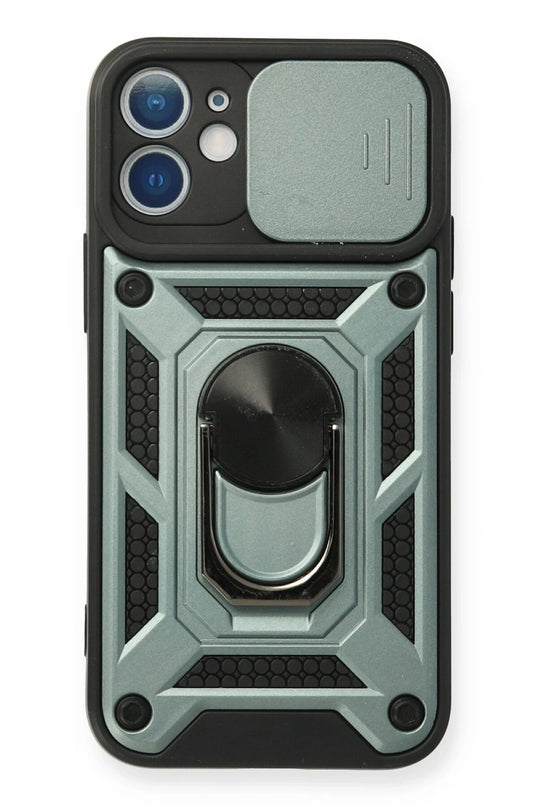 iPhone 11 Pars Lens Yüzüklü Silikon Kılıf - Yeşil