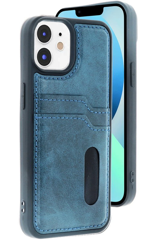iPhone 11 Sara Kartvizitli Deri Kılıf - Lacivert