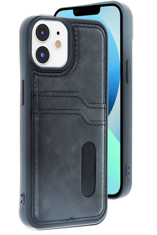 iPhone 11 Sara Kartvizitli Deri Kılıf - Siyah