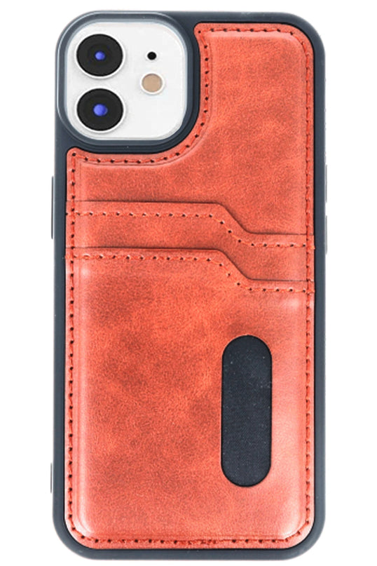 iPhone 11 Sara Kartvizitli Deri Kılıf - Taba 2