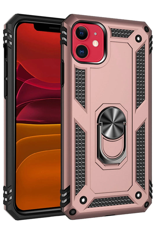 iPhone 11 Sofya Yüzüklü Silikon Kapak Kılıf - Rose