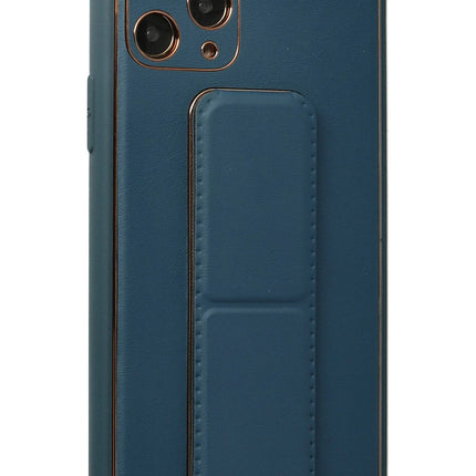 iPhone 11 Pro Coco Deri Standlı Kapak Kılıf - Mavi 2