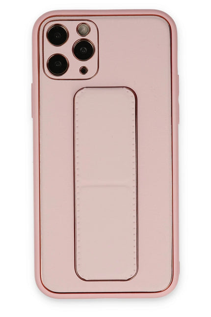 iPhone 11 Pro Coco Deri Standlı Kapak Kılıf - Pembe