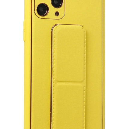 iPhone 11 Pro Coco Deri Standlı Kapak Kılıf - Sarı 2