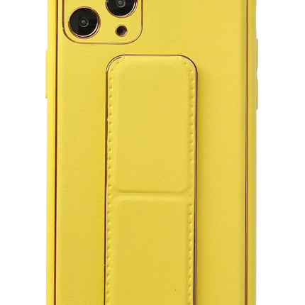 iPhone 11 Pro Coco Deri Standlı Kapak Kılıf - Sarı