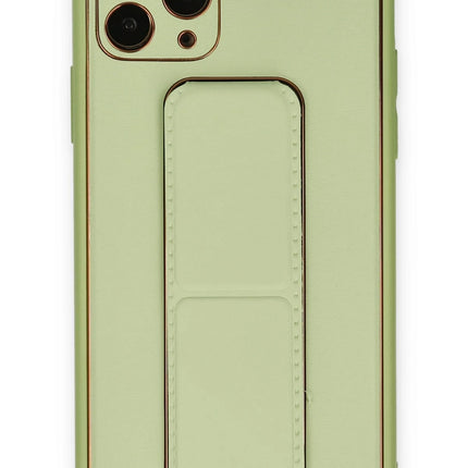 iPhone 11 Pro Coco Deri Standlı Kapak Kılıf - Su Yeşili