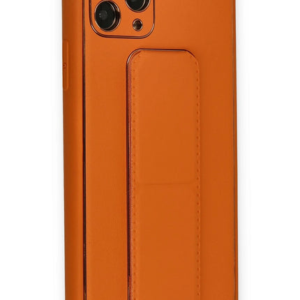 iPhone 11 Pro Coco Deri Standlı Kapak Kılıf - Turuncu 2