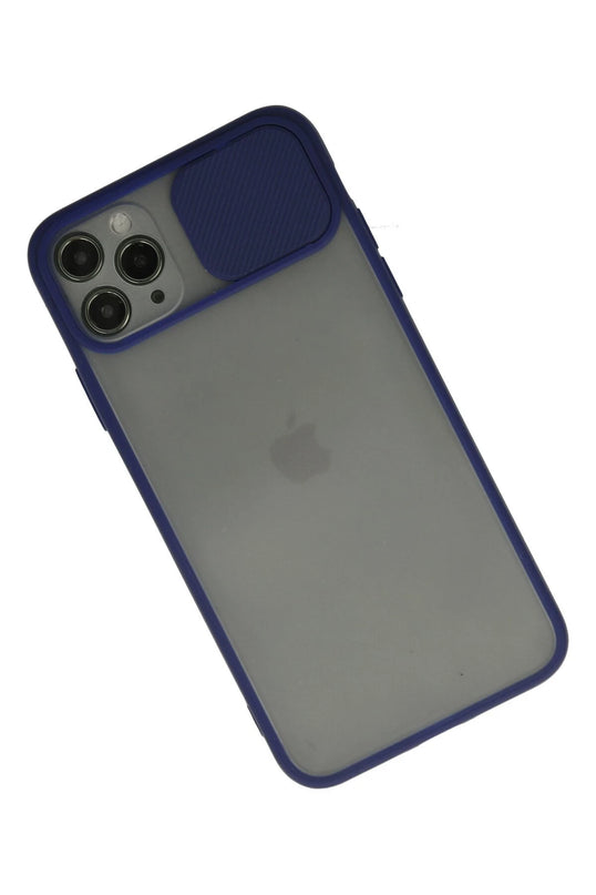 iPhone 11 Pro Palm Buzlu Kamera Sürgülü Silikon Kılıf - Lacivert 2