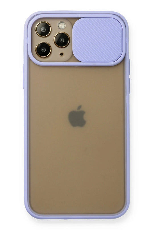 iPhone 11 Pro Palm Buzlu Kamera Sürgülü Silikon Kılıf - Lila