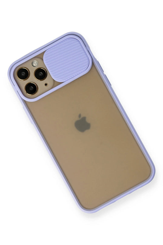 iPhone 11 Pro Palm Buzlu Kamera Sürgülü Silikon Kılıf - Lila 3