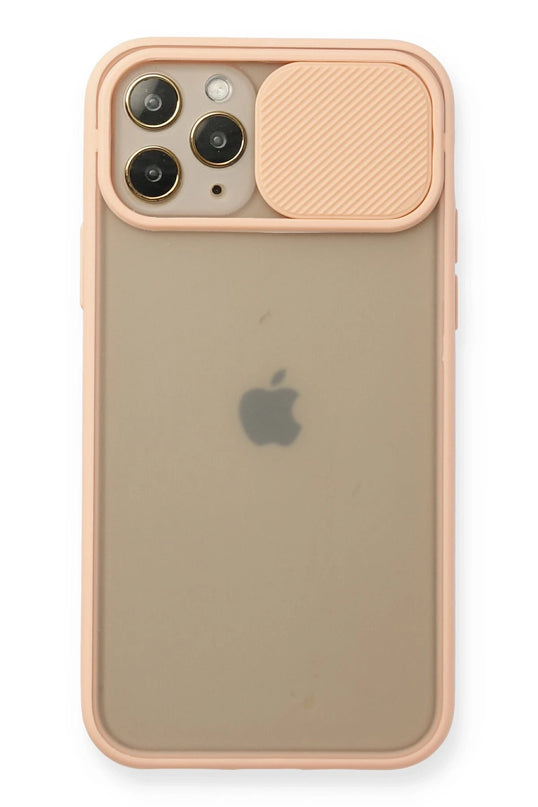 iPhone 11 Pro Palm Buzlu Kamera Sürgülü Silikon Kılıf - Pembe