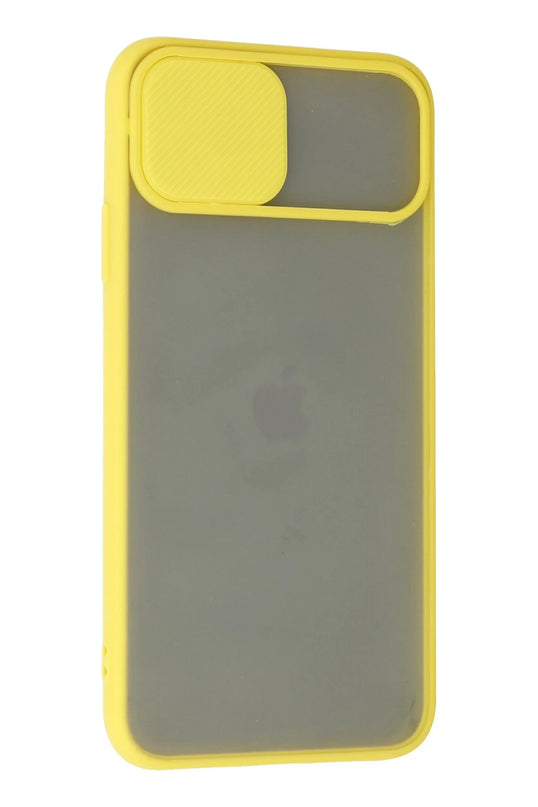 iPhone 11 Pro Palm Buzlu Kamera Sürgülü Silikon Kılıf - Sarı 3