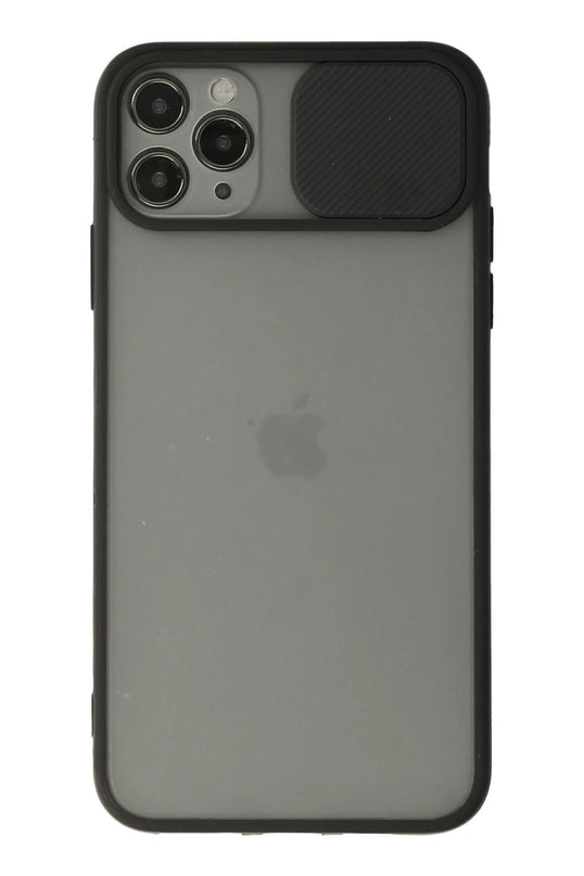 iPhone 11 Pro Palm Buzlu Kamera Sürgülü Silikon Kılıf - Siyah