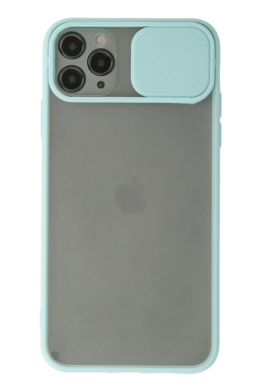 iPhone 11 Pro Palm Buzlu Kamera Sürgülü Silikon Kılıf - Turkuaz