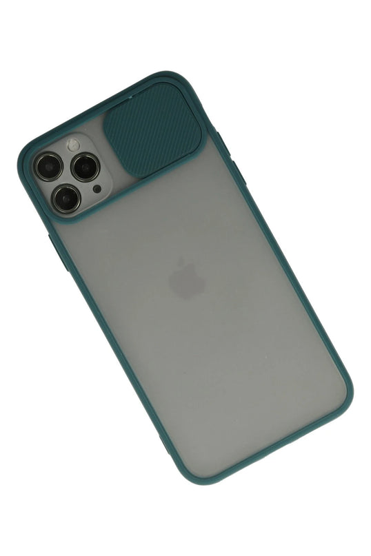 iPhone 11 Pro Palm Buzlu Kamera Sürgülü Silikon Kılıf - Yeşil 2