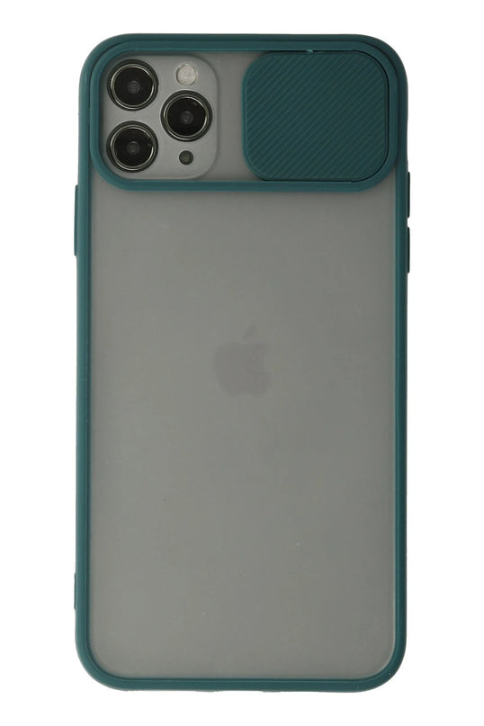 iPhone 11 Pro Palm Buzlu Kamera Sürgülü Silikon Kılıf - Yeşil