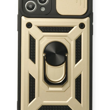 iPhone 11 Pro Pars Lens Yüzüklü Silikon Kılıf - Gold
