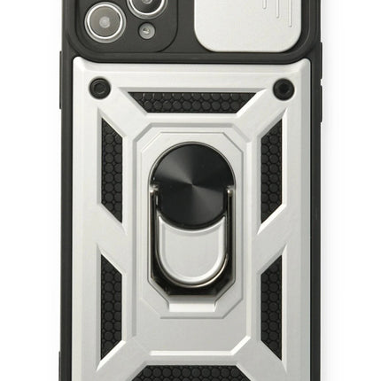 iPhone 11 Pro Pars Lens Yüzüklü Silikon Kılıf - Gümüş
