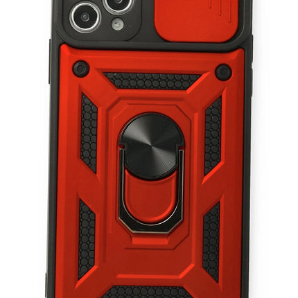 iPhone 11 Pro Pars Lens Yüzüklü Silikon Kılıf - Kırmızı