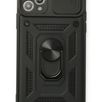iPhone 11 Pro Pars Lens Yüzüklü Silikon Kılıf - Siyah