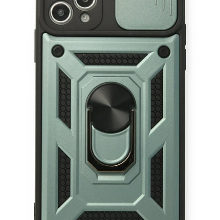 iPhone 11 Pro Pars Lens Yüzüklü Silikon Kılıf - Yeşil