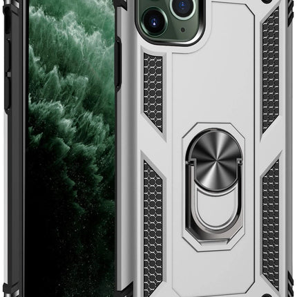 iPhone 11 Pro Sofya Yüzüklü Silikon Kapak Kılıf - Gümüş
