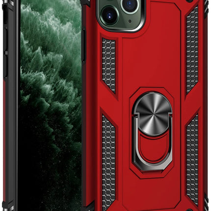iPhone 11 Pro Sofya Yüzüklü Silikon Kapak Kılıf - Kırmızı