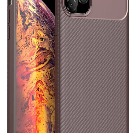 iPhone 11 Pro Max Auto Focus Karbon Kapak Kılıf - Kahverengi