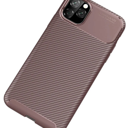iPhone 11 Pro Max Auto Focus Karbon Kapak Kılıf - Kahverengi 2