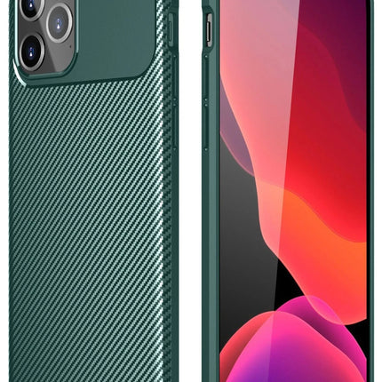 iPhone 11 Pro Max Auto Focus Karbon Kapak Kılıf - Yeşil