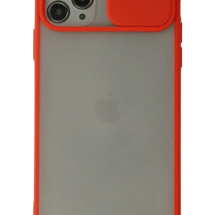 iPhone 11 Pro Max Palm Buzlu Kamera Sürgülü Silikon Kılıf - Kırmızı