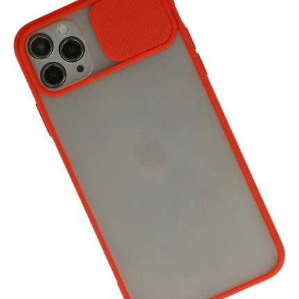 iPhone 11 Pro Max Palm Buzlu Kamera Sürgülü Silikon Kılıf - Kırmızı 2