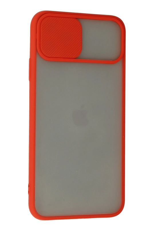 iPhone 11 Pro Max Palm Buzlu Kamera Sürgülü Silikon Kılıf - Kırmızı 3